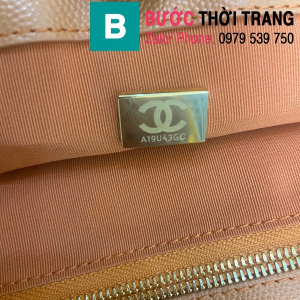 Túi nắp gập Chanel flap bag siêu cấp da bê màu cam size 24cm - AS2764