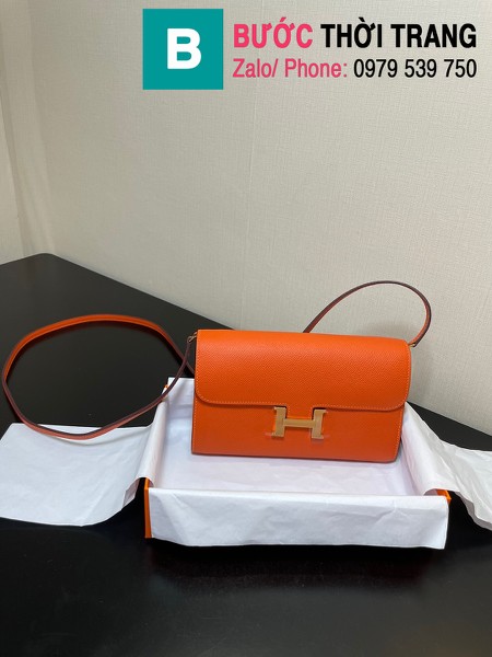 Túi xách Hermes Constance siêu cấp da epsom màu cam size 20.5cm 