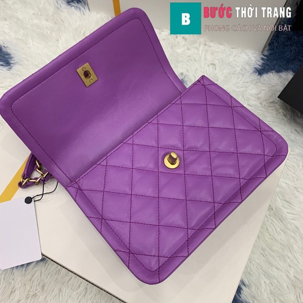 Túi xách Chanel Crossbody Bag siêu cấp màu tím size 22 cm - AS2055 