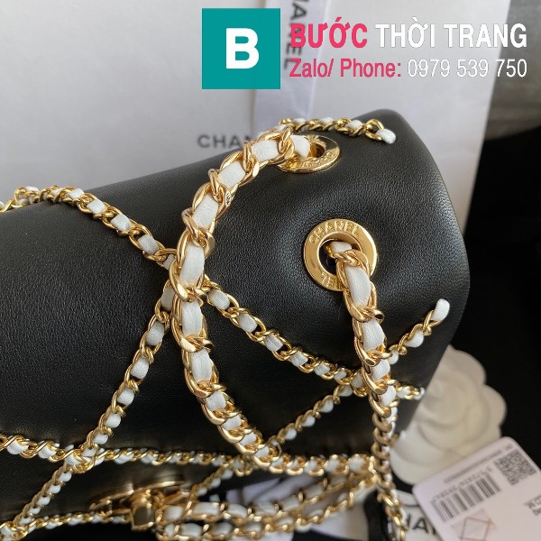 Túi xách Chanel Flap Bag siêu cấp da cừu màu đen size 22cm - AS2383