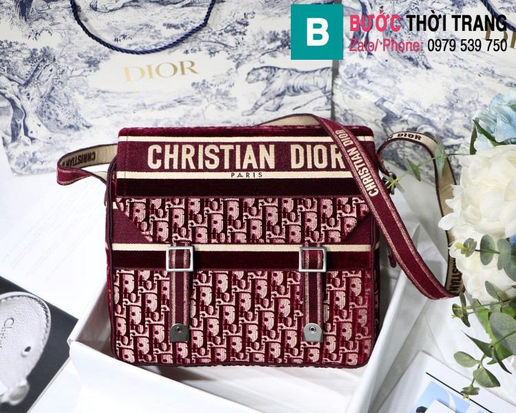 Túi xách Dior Camp siêu cấp vải casvan màu đỏ size 27cm - M9020