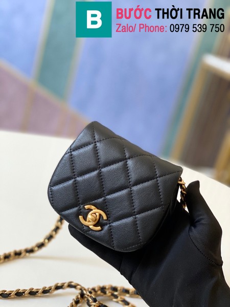 Túi xách Chanel Clutch With Chain siêu cấp da bê màu đen size 11.5cm - AP2344