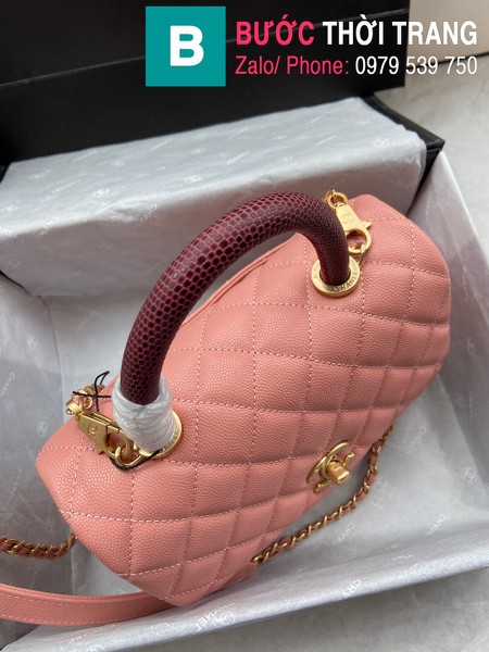 Túi xách Chanel Coco Handle Small siêu cấp da bê màu hồng size 24 cm - A92990