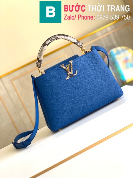 Túi xách LV Louis Vuitton Capucines Bag siêu cấp da bê màu xanh đậm size 31cm - M97980