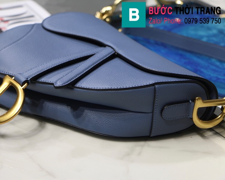 Túi xách Dior Saddle siêu cấp da bê màu xanh size 25.5cm - M9001 