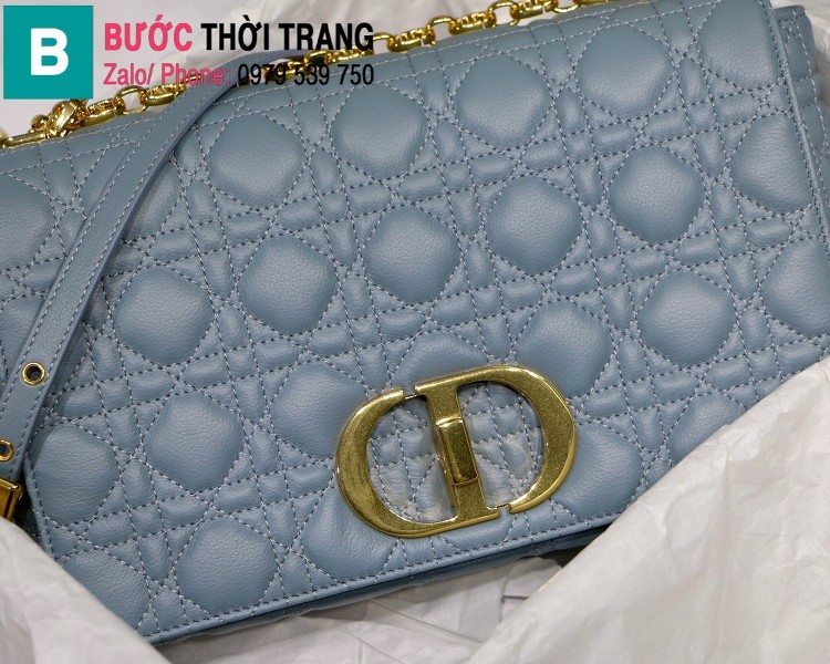 Túi đeo chéo Dior Caro siêu cấp da bê màu xanh nhạt size 20cm