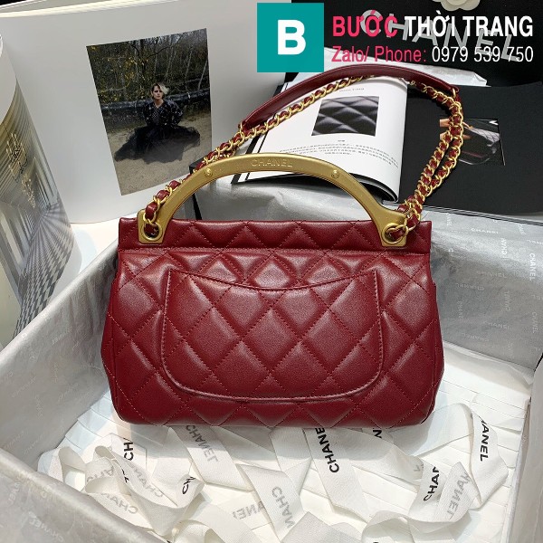 Túi xách Chanel Flap bag siêu cấp da cừu màu đỏ đô size 23cm - AS2438