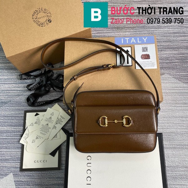 Túi xách Gucci Horsebit 1955 shoulder small bag siêu cấp màu nâu size 22.5 cm - 645454
