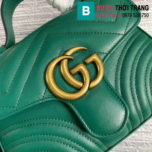 Túi xách Gucci Marmont mini top handle bag siêu cấp màu xanh size 21 cm - 547260