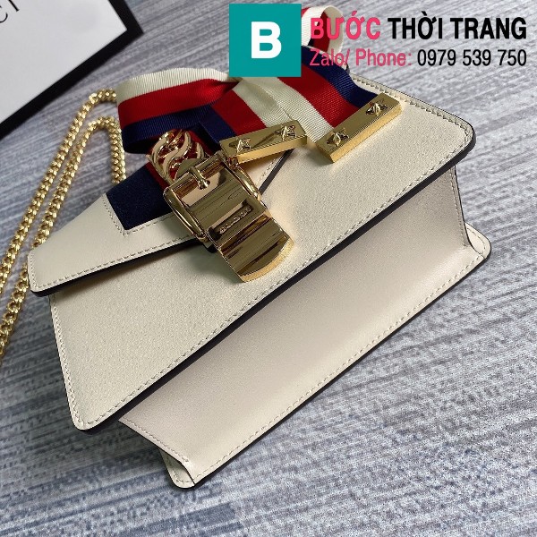Túi Gucci Sylvie leather mini chain bag siêu cấp màu trắng size 19 cm - 431666