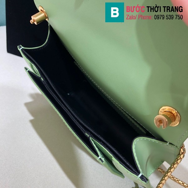 Túi xách Bvlgari Alexander Wang siêu cấp da bê màu xanh size 20 cm