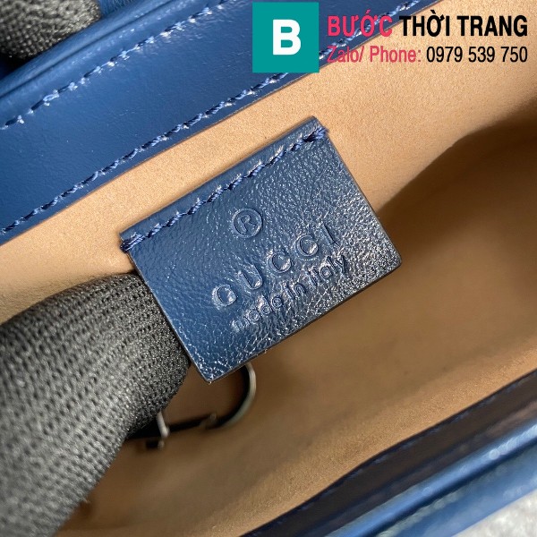 Túi xách Gucci Marmont mini siêu cấp cascan màu xanh đậm size 16.5cm - 476433 