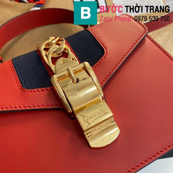 Túi xách Gucci Sylvie leather mini bag siêu cấp màu đỏ size 20 cm - 470270 