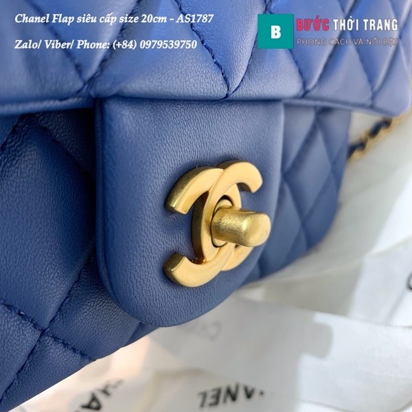 Túi Xách Chanel Flap Bag siêu cấp da cừu màu xanh blue size 20cm - AS1787