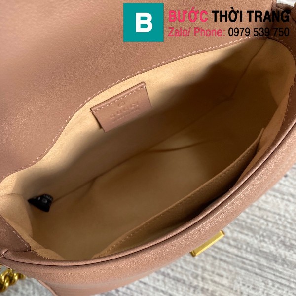 Túi xách Gucci Marmont mini top handle siêu cấp da chevron màu nude size 21cm - 547260