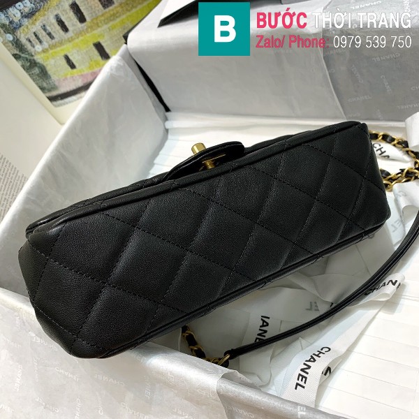 Túi xách Chanel Flap bag siêu cấp da cừu màu đen size 23cm - AS2438