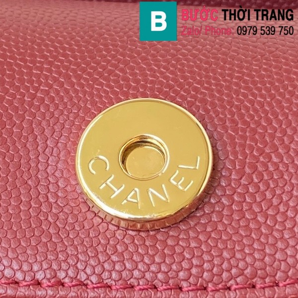 Túi xách Chanel siêu cấp da bê màu đỏ đô size 22cm - AS2808
