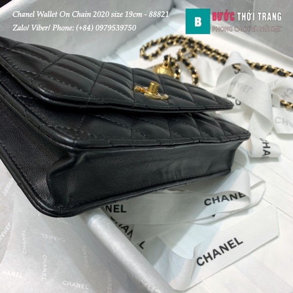 Túi Xách Chanel Classic Wallet On Chain siêu cấp 2020 size 19cm màu đen - A88821