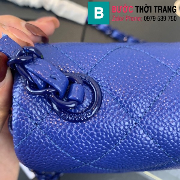 Túi xách Chanel Ulta Matte Square Mini Bag siêu cấp da bê màu xanh size 19cm - AS1784