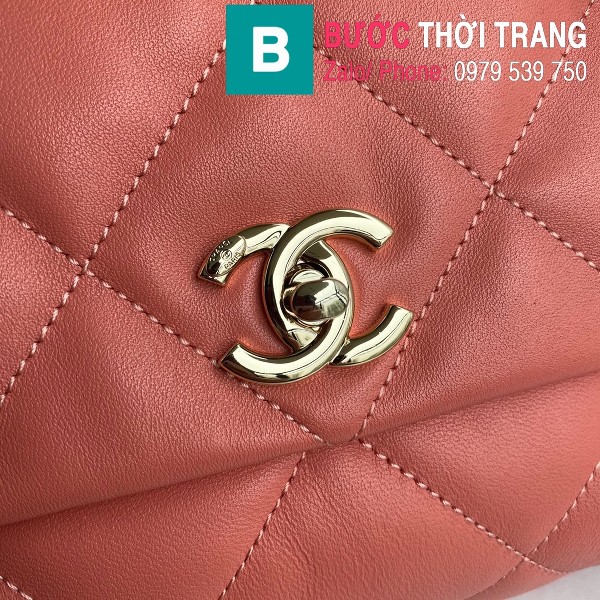 Túi xách Chanel Large Flap Bag siêu cấp da cừu màu hồng phấn size 31 cm - AS2316