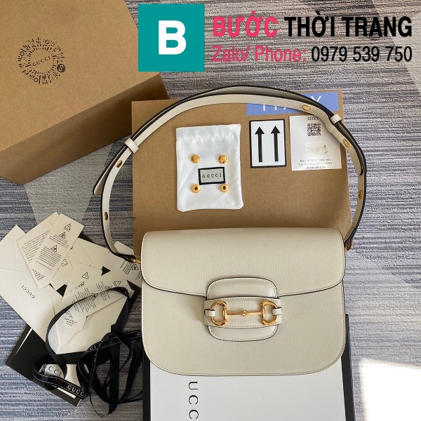 Túi xách Gucci Horsebit 1955 shoulder bag siêu cấp da bê màu trắng size 25cm - 602204 