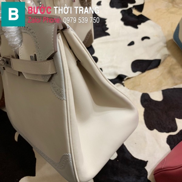  Túi xách Hermes Birkin siêu cấp da Togo màu trắng 1 size 30cm