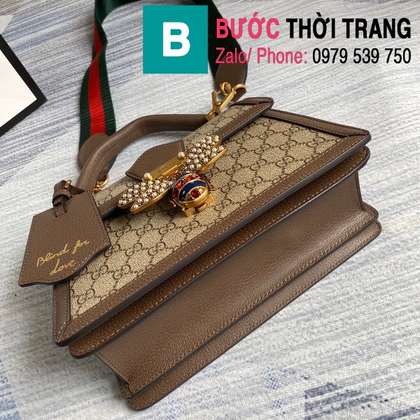 Túi xách Gucci Queen Margaret GG siêu cấp casvan viền nâu size 25.5cm - 476541