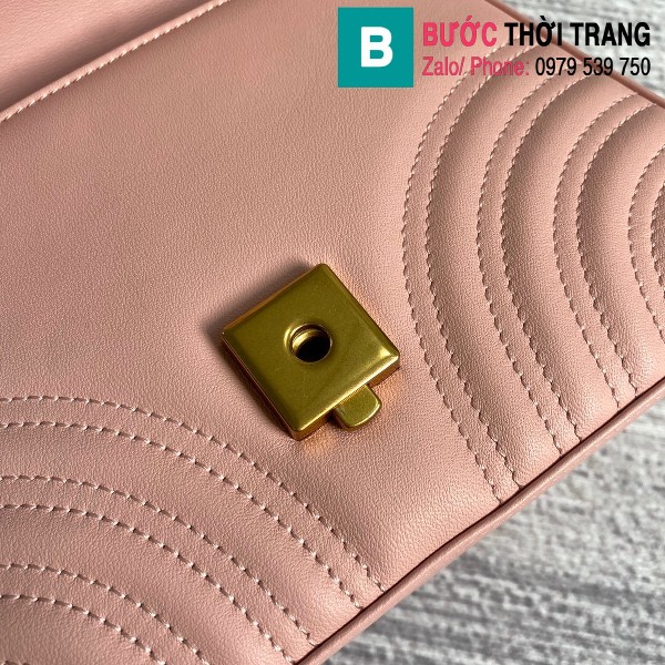 Túi xách Gucci Marmont mini top handle bag siêu cấp màu hồng size 21 cm - 547260