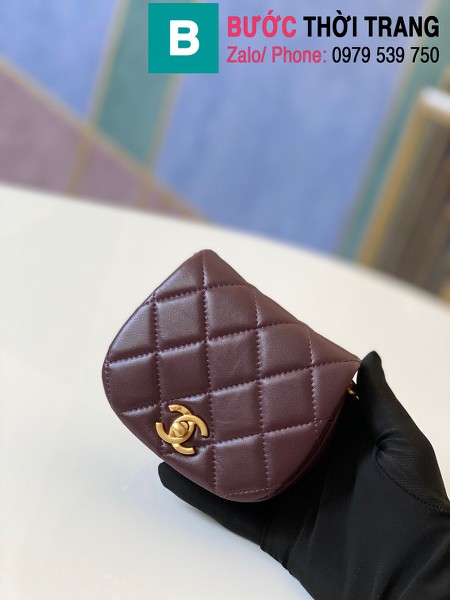 Túi xách Chanel Clutch With Chain siêu cấp da bê màu đỏ thẫm size 11.5cm - AP2344 