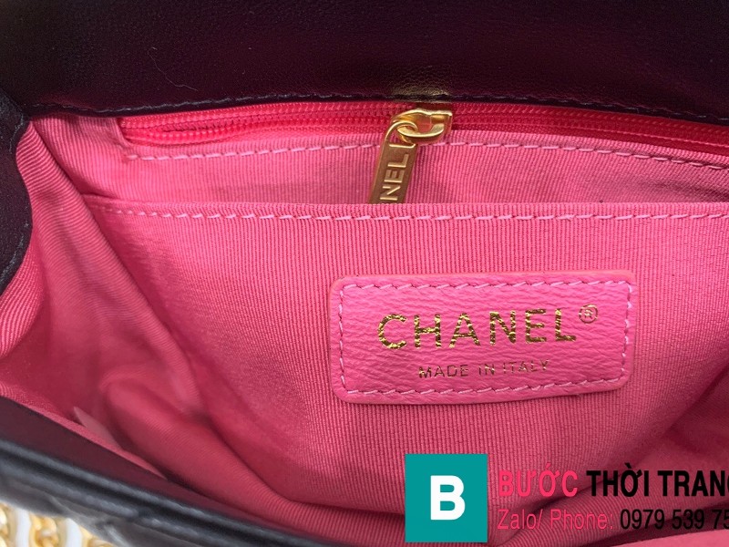 Túi đeo chéo Chanel Flap Bag siêu cấp da cừu màu đen size 18cm AS2379