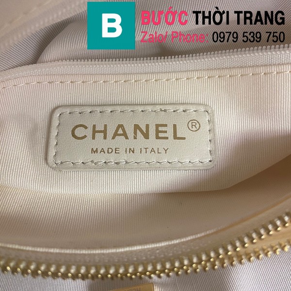 Túi nắp gập Chanel flap bag siêu cấp da bê màu trắng size 24cm - AS2764 