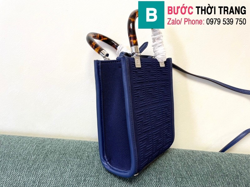 Túi xách Fendi tote mini siêu cấp da bê màu xanh size 18cm - 8376 