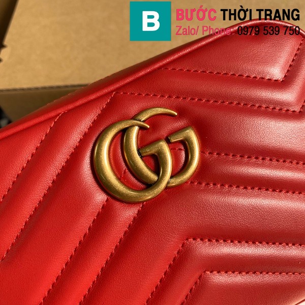 Túi xách Gucci Marmont matelassé mini bag siêu cấp màu đỏ size 18 cm - 448065