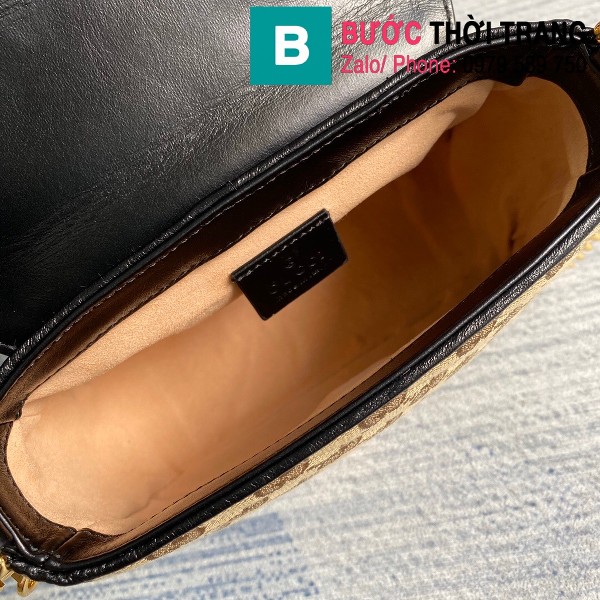 Túi xách Gucci Marmont mini top handle siêu cấp vải casvan viền đen size 21cm - 583571