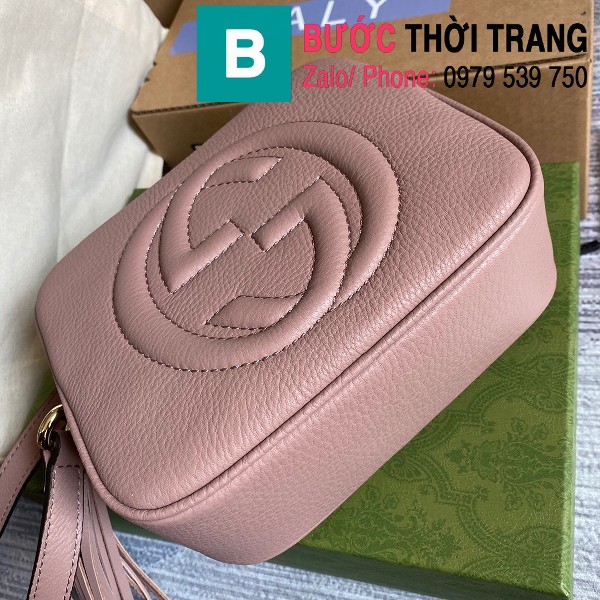 Túi xách Gucci Soho Small Leather Disco bag siêu cấp da bê màu hồng size 22cm - 308364