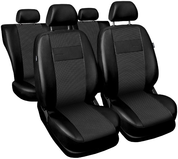 Car seat covers fit Mercedes 190 - full set black leatherette/polyester