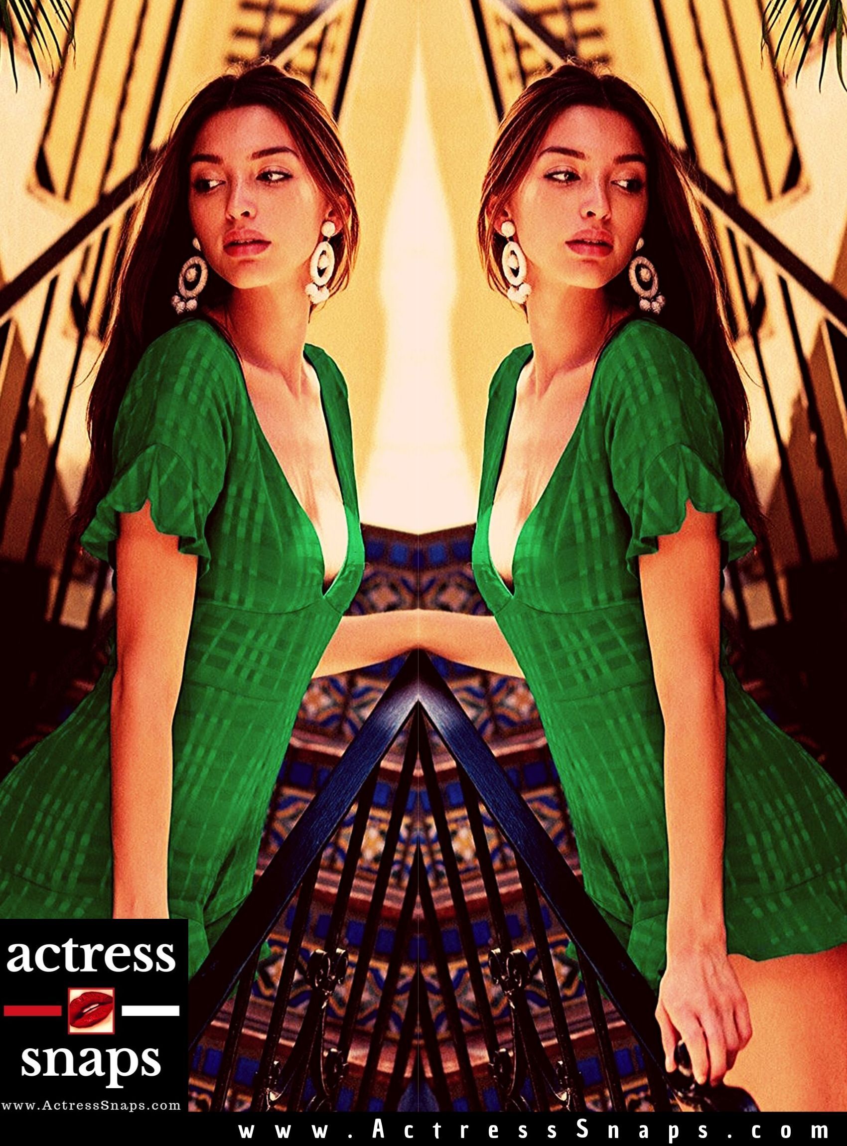 Celine Farch - Green Dress Photoshoot - Sexy Actress Pictures | Hot Actress Pictures - ActressSnaps.com